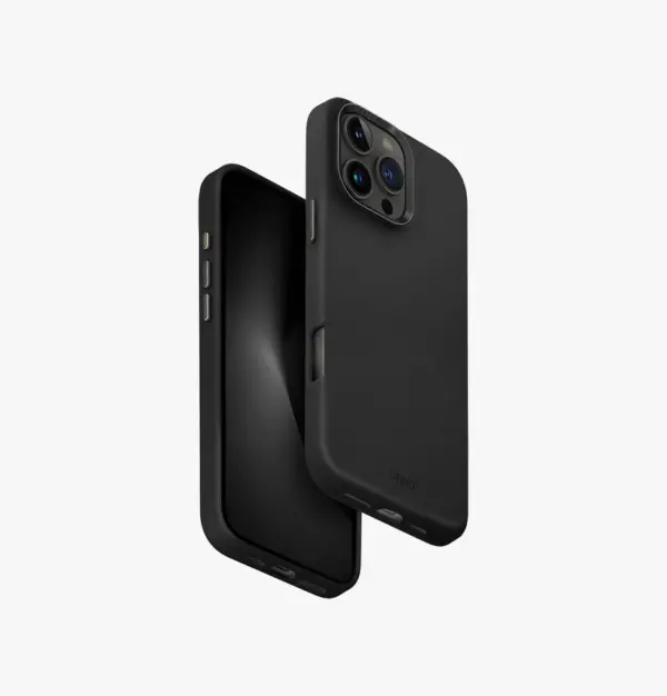 UNIQ LYDEN (VEGAN LEATHER) PROTECTIVE LEATHERETTE CASE WITH ALUMINIUM CAMERA BEZEL FOR 2024 IPHONE 16 PRO MAX | BLACK
